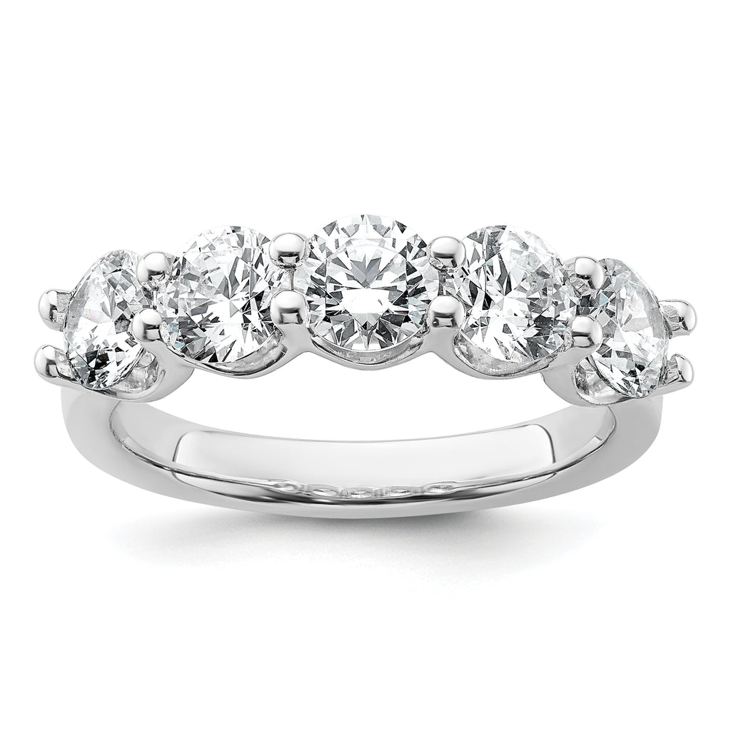14k White Gold 2 carat Lab Grown Diamond VS+ F+ Complete Five Stone Fashion Band