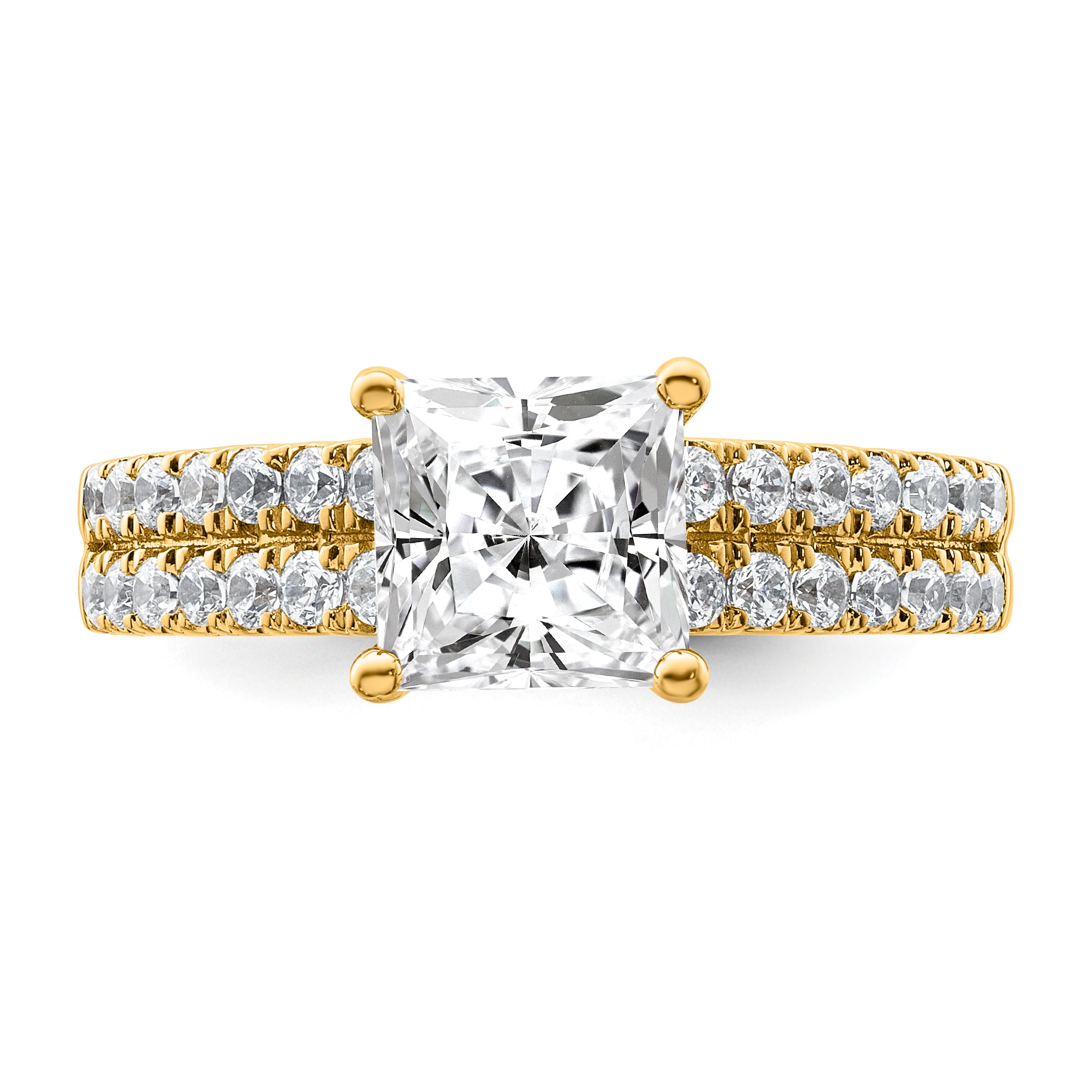 14k 2 carat Certified Lab Grown Diamond VS/SI+ G+ Princess Complete Engagement Ring