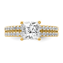 14k 2 carat Certified Lab Grown Diamond VS/SI+ G+ Princess Complete Engagement Ring