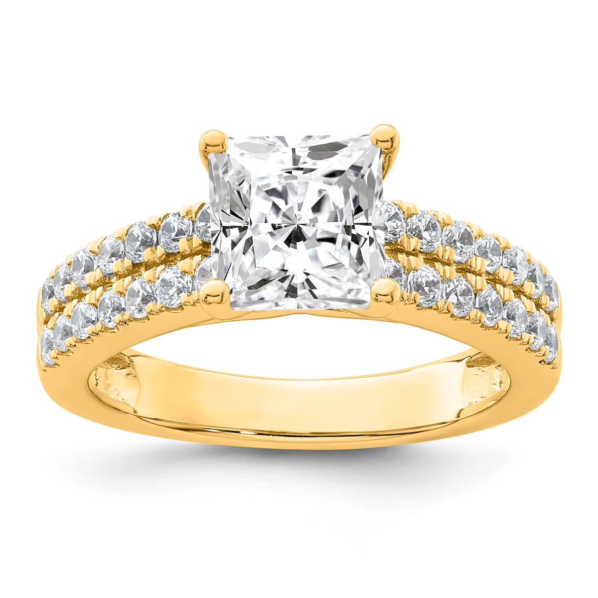 14k 2 carat Certified Lab Grown Diamond VS/SI+ G+ Princess Complete Engagement Ring