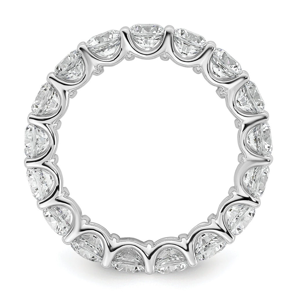 14k White Gold 3 7/8 carat Lab Grown Diamond VS+ F+ Round Complete Prong Set Size 7 Eternity Band