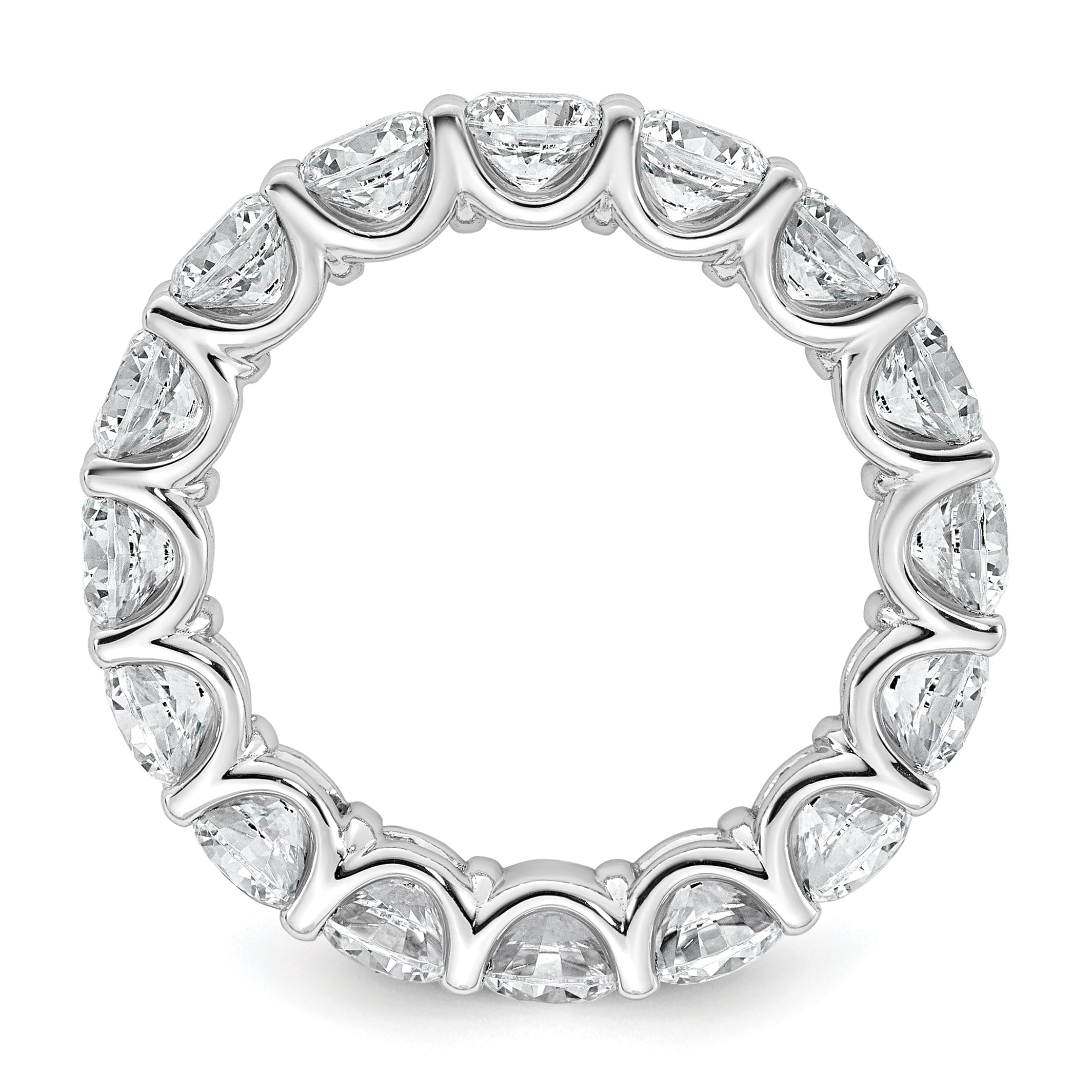 14k White Gold 4 3/4 carat Lab Grown Diamond VS+ F+ Round Complete Prong Set Size 7 Eternity Band