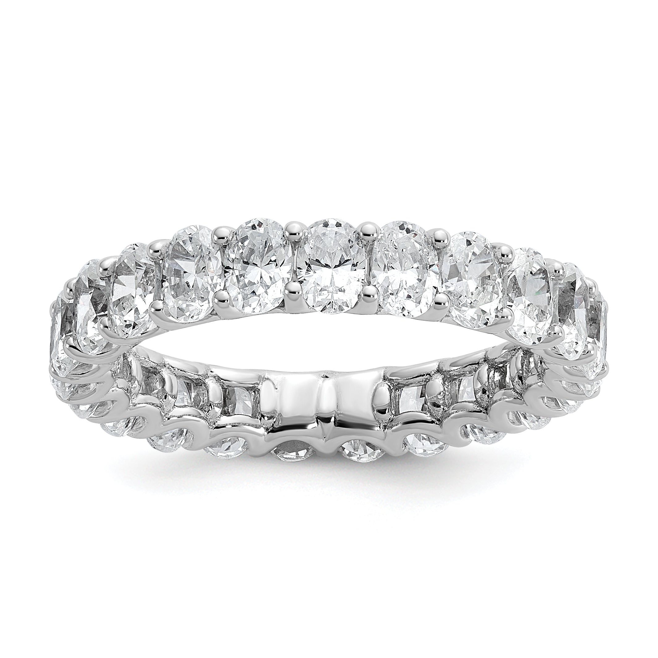 14k 3 carat Lab Grown Diamond VS/SI+ G+ Oval Complete Prong Set Size 9 Eternity Band Main image