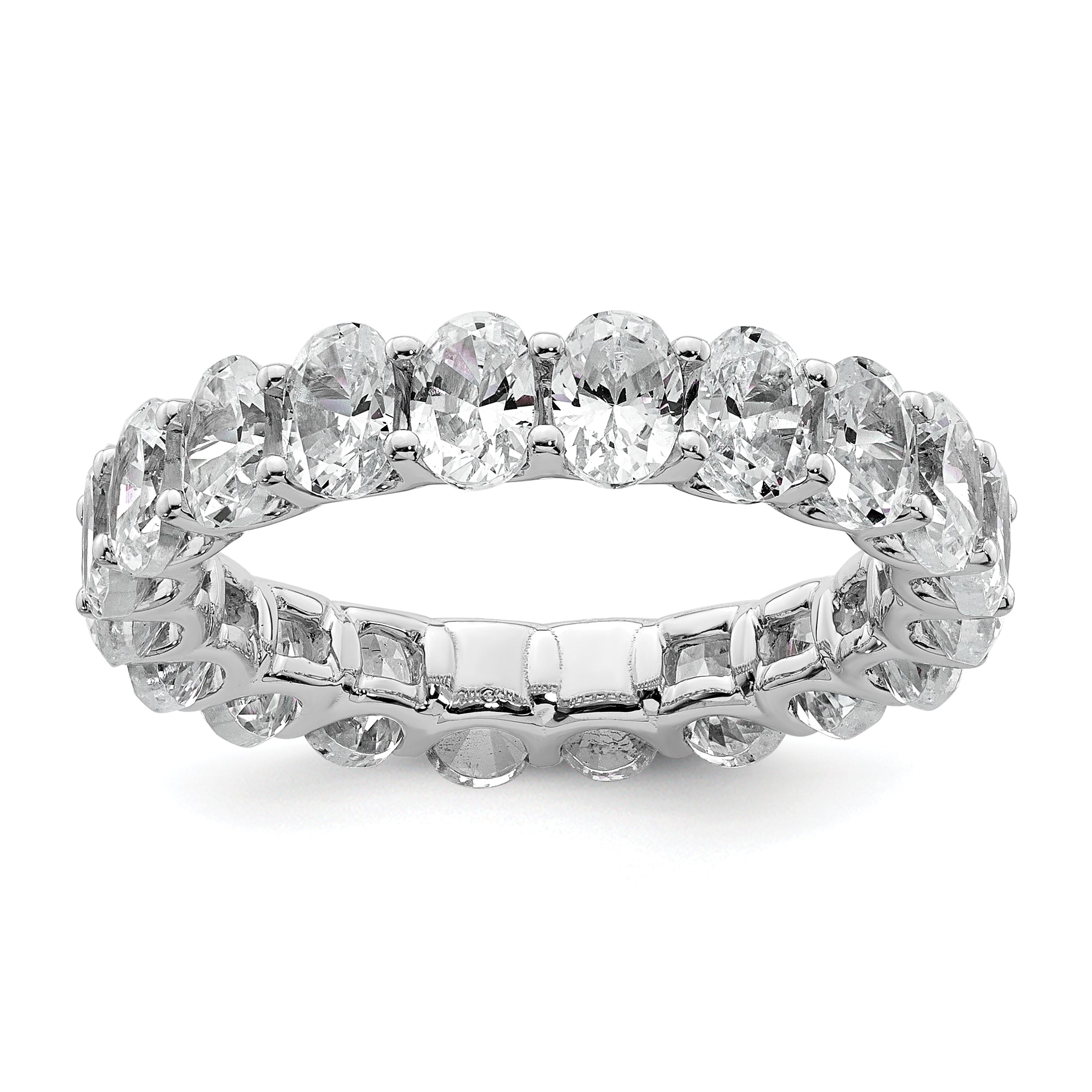 14k 4 carat Lab Grown Diamond VS/SI+ G+ Oval Complete Prong Set Size 9 Eternity Band Main image