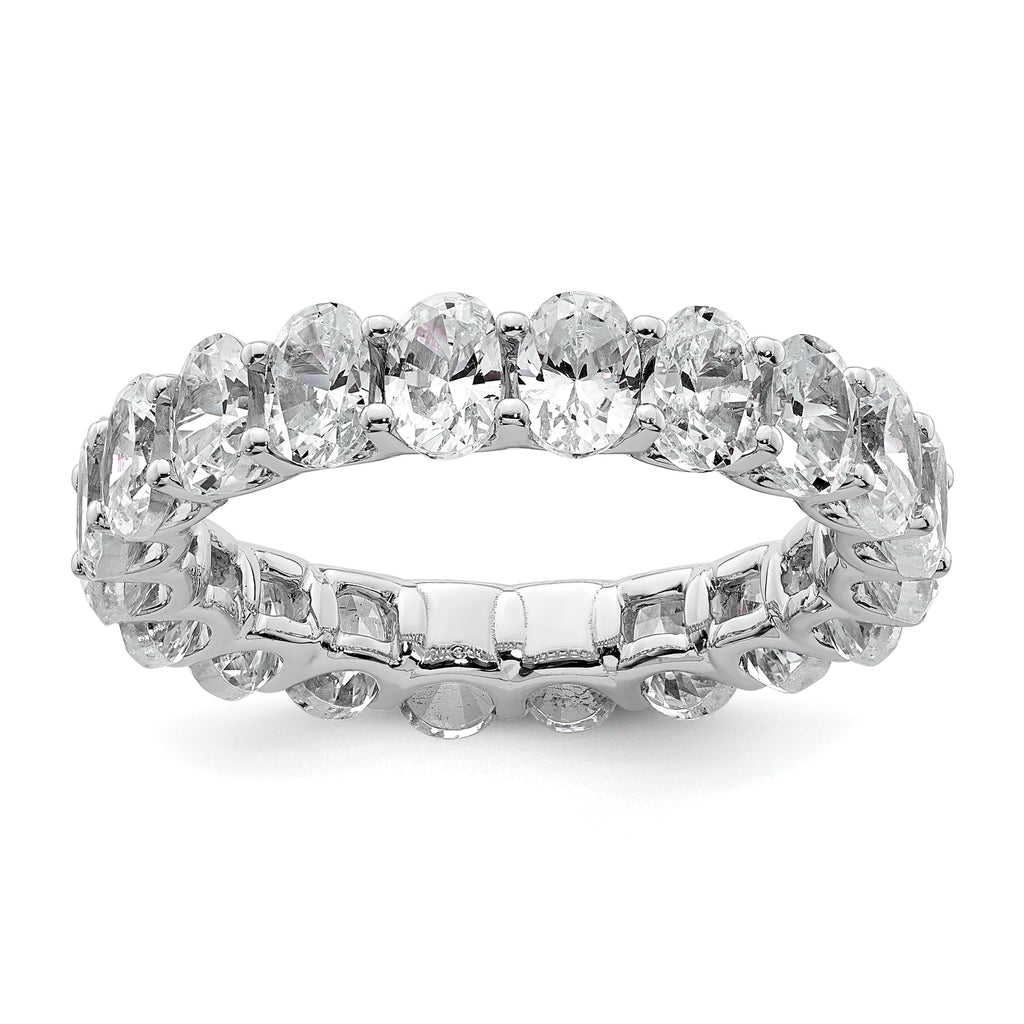 14k 4 carat Lab Grown Diamond VS/SI+ G+ Oval Complete Prong Set Size 9 Eternity Band