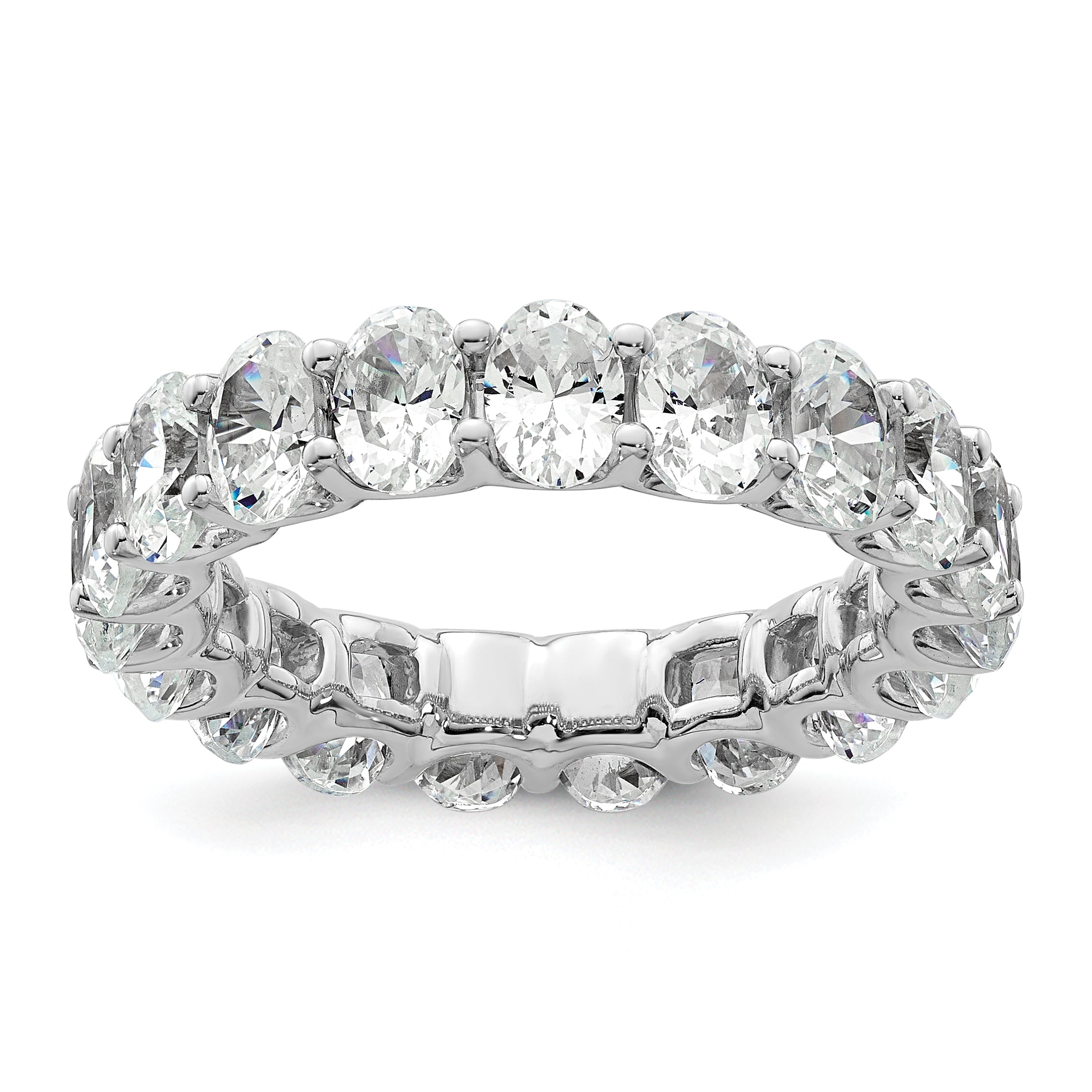 14k 5 carat Lab Grown Diamond VS/SI+ G+ Oval Complete Prong Set Size 9 Eternity Band Main image