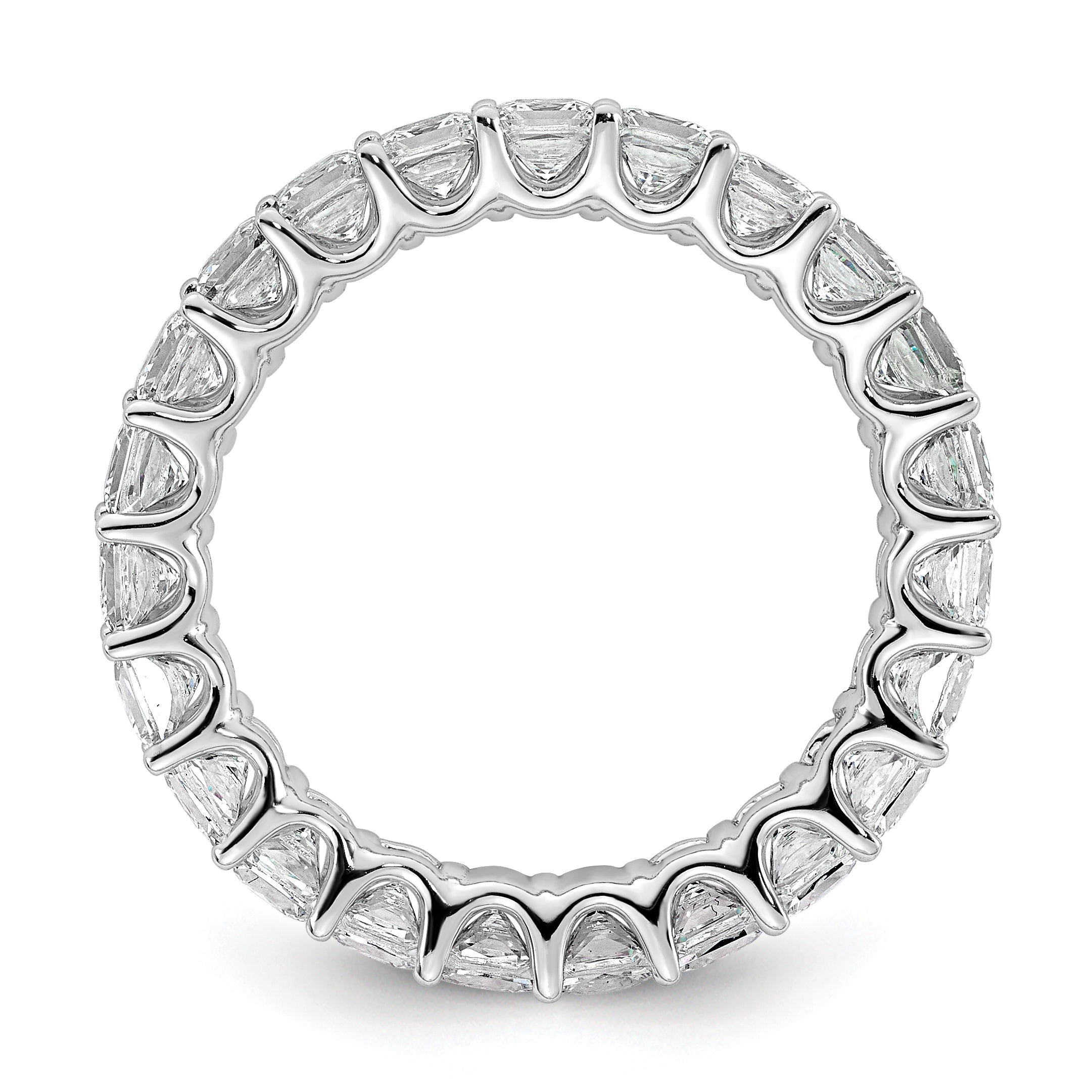 14k 3 carat Lab Grown Diamond VS/SI+ G+ Princess Complete Prong Set Size 4.5 Eternity Band Secondary image
