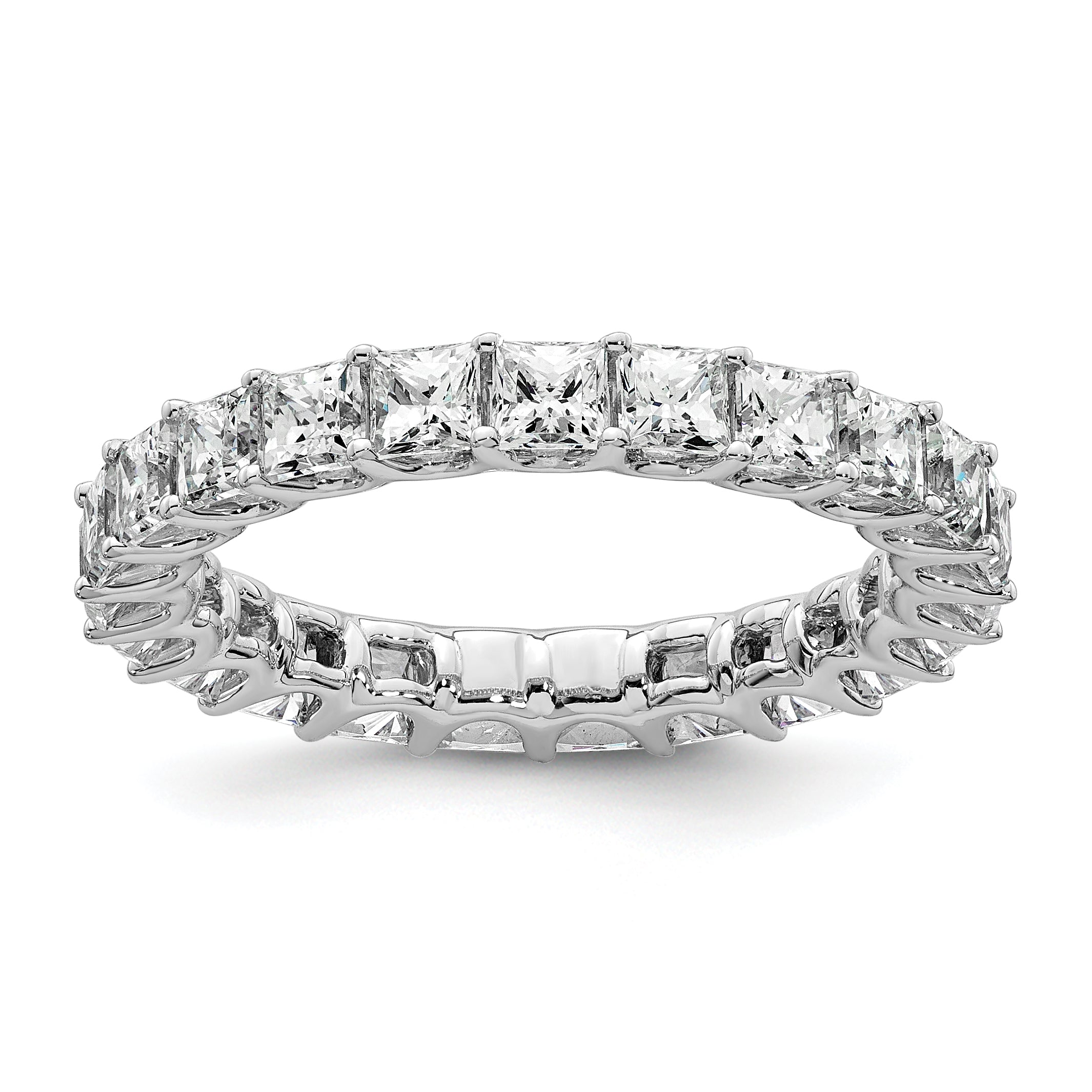 14k 3 carat Lab Grown Diamond VS/SI+ G+ Princess Complete Prong Set Size 9 Eternity Band Main image