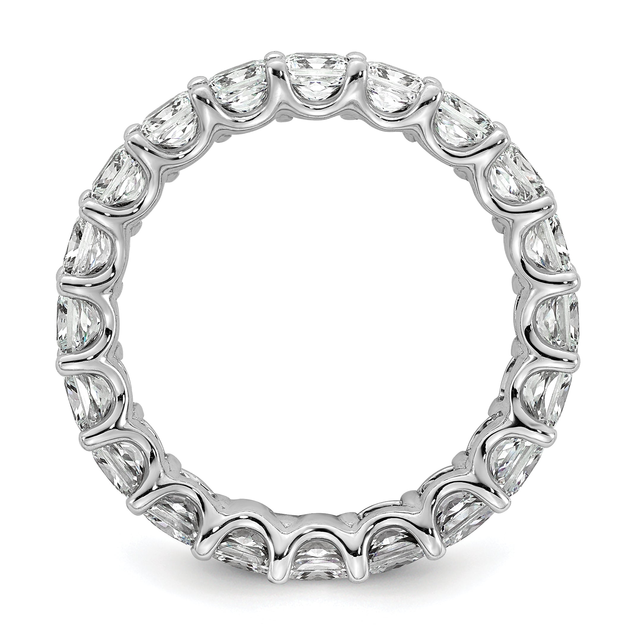 14k 4 carat Lab Grown Diamond VS/SI+ G+ Princess Complete Prong Set Size 4.5 Eternity Band Secondary image
