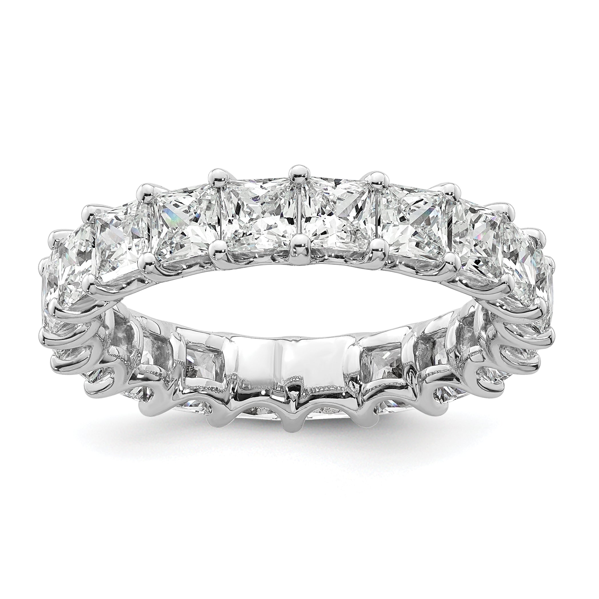 14k 4 carat Lab Grown Diamond VS/SI+ G+ Princess Complete Prong Set Size 9 Eternity Band Main image