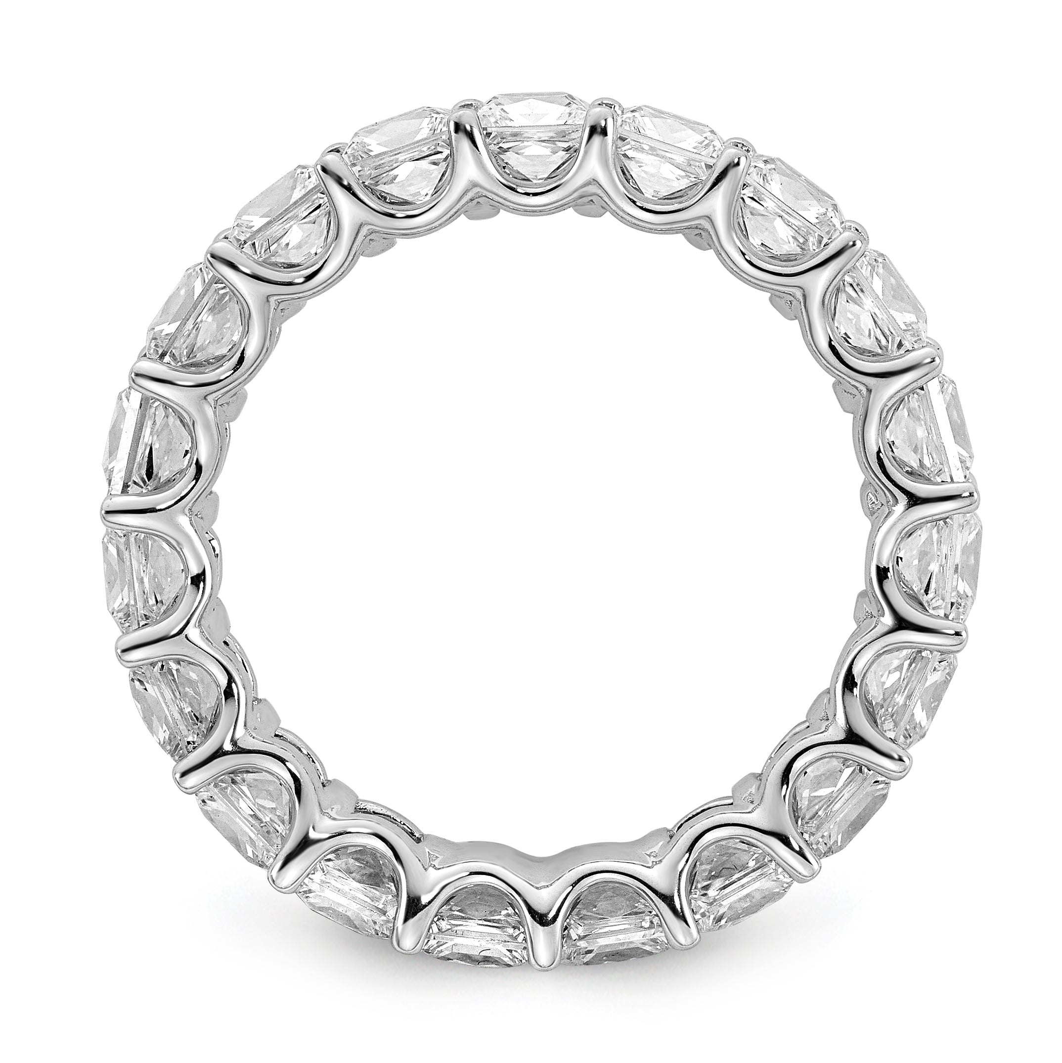 14k 5 carat Lab Grown Diamond VS/SI+ G+ Princess Complete Prong Set Size 4.5 Eternity Band Secondary image