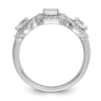 14k White Gold 5/8 carat Lab Grown Diamond VS/SI+ G+ Three Stone Emerald and Pear Complete Engagement Ring