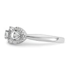 14k White Gold 5/8 carat Lab Grown Diamond VS/SI+ G+ Three Stone Emerald and Pear Complete Engagement Ring