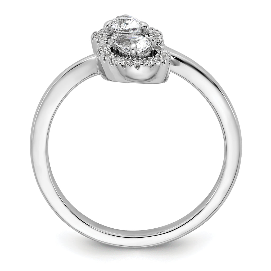 14K White Gold Polished Diamond Pear Bypass Ring