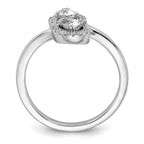 14K White Gold Polished Diamond Pear Bypass Ring