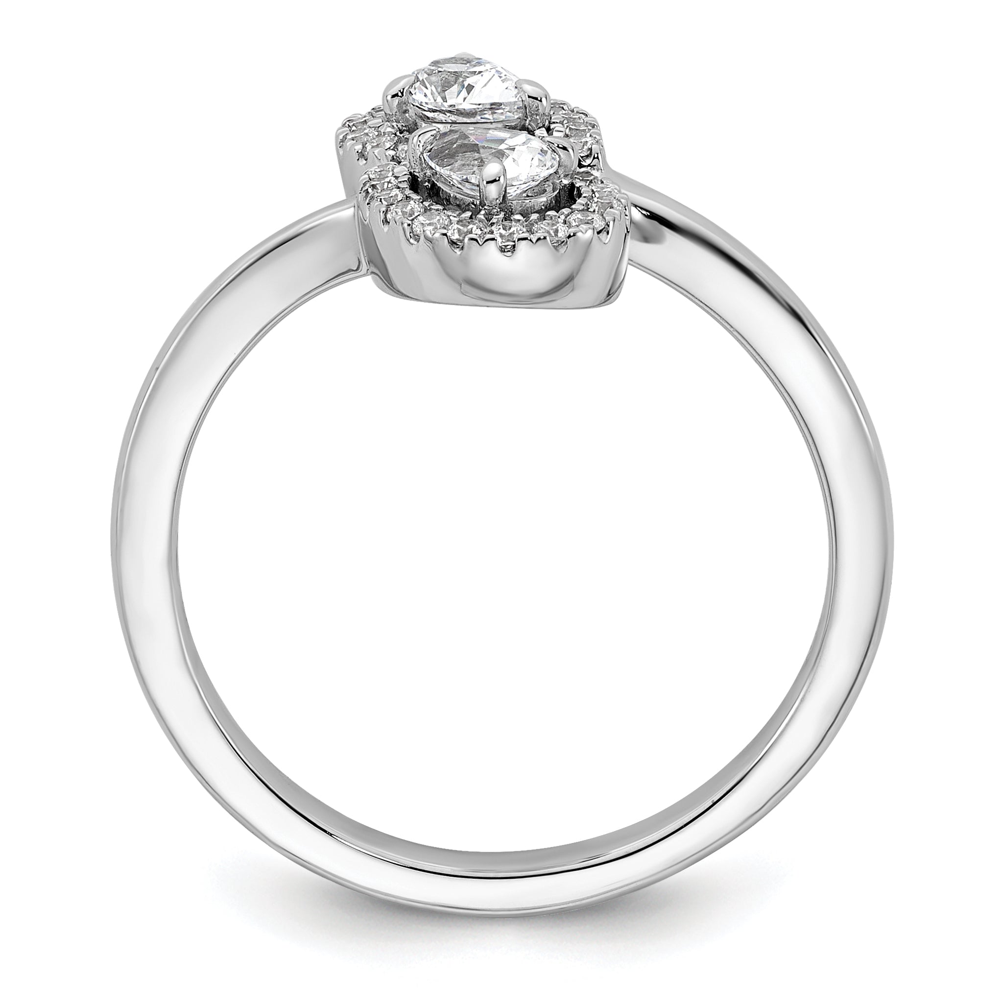 14K White Gold Polished Diamond Pear Bypass Ring