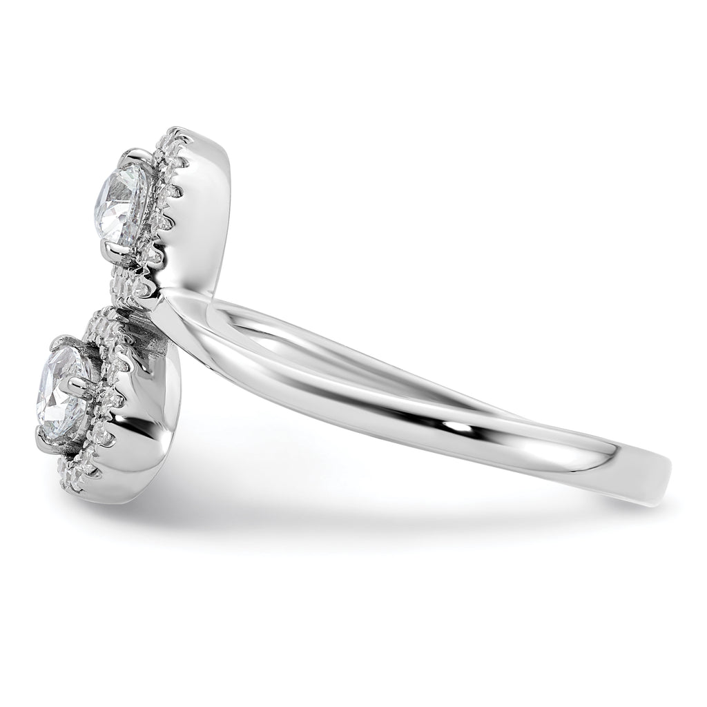 14K White Gold Polished Diamond Pear Bypass Ring