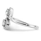 14K White Gold Polished Diamond Pear Bypass Ring