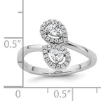 14K White Gold Polished Diamond Pear Bypass Ring