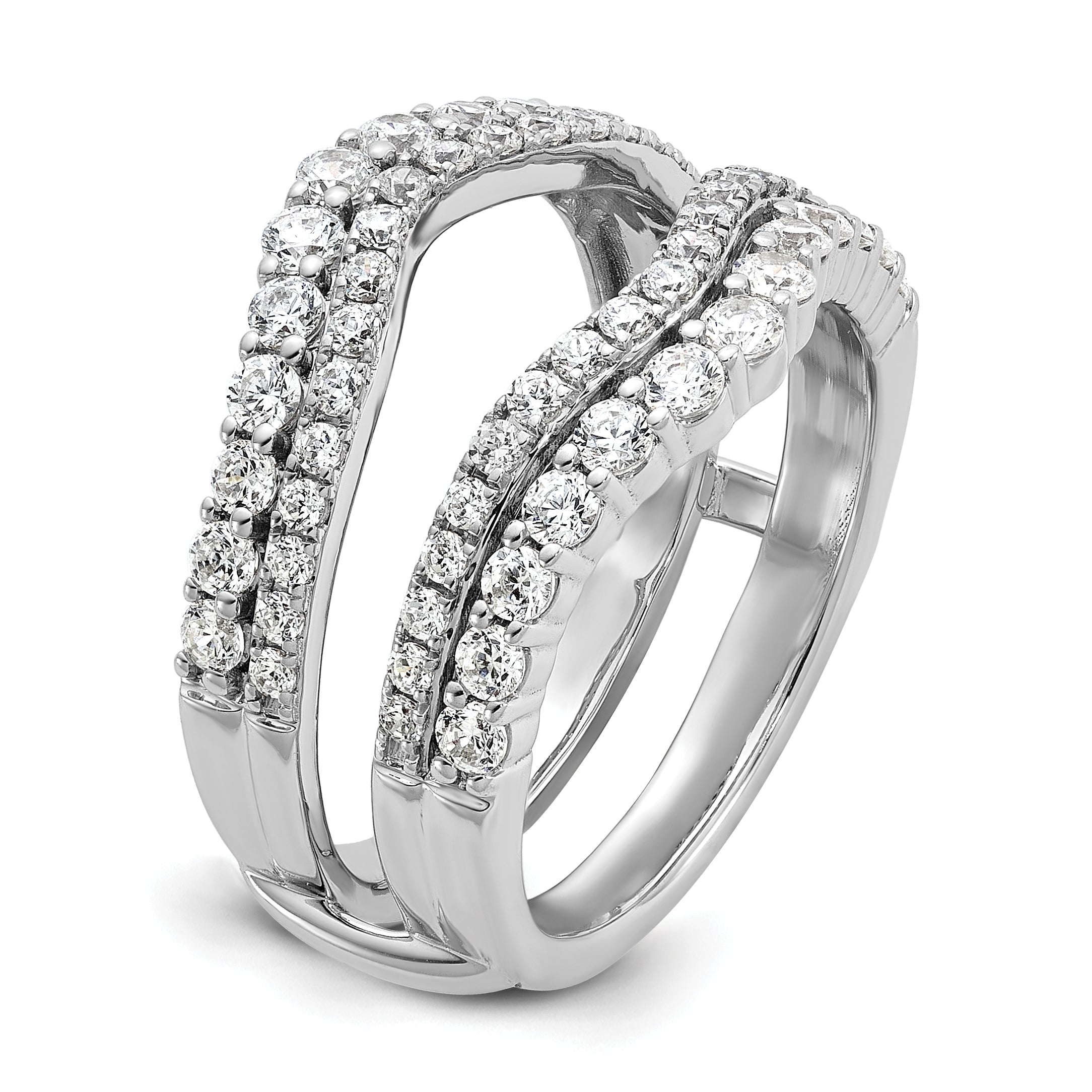 14k White Gold 1 1/4 carat Lab Grown Diamond VS/SI+ G+ Complete Double Row Ring Guard