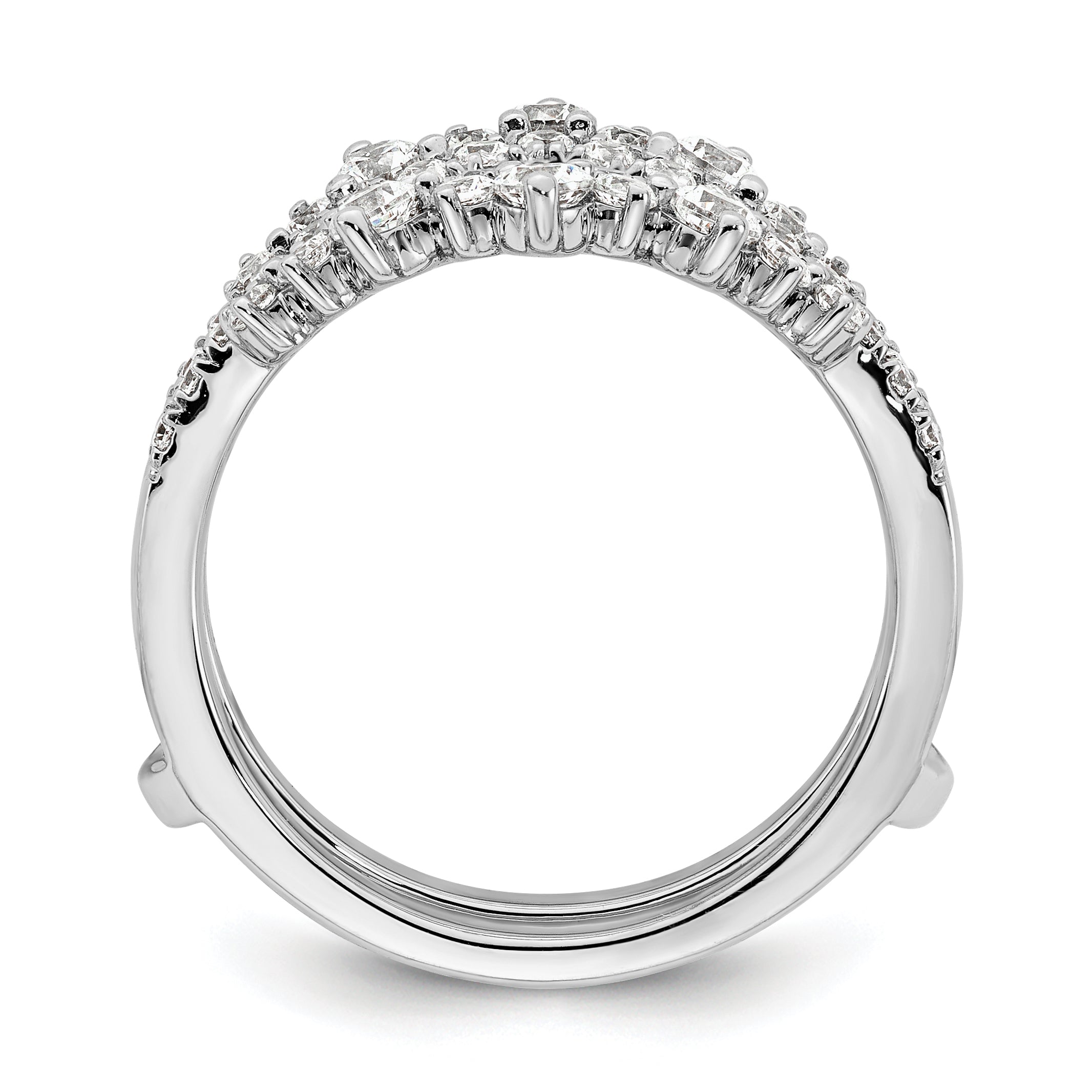 14k White Gold 1 carat Lab Grown Diamond VS/SI+ G+ Complete Double Row Ring Guard Secondary image