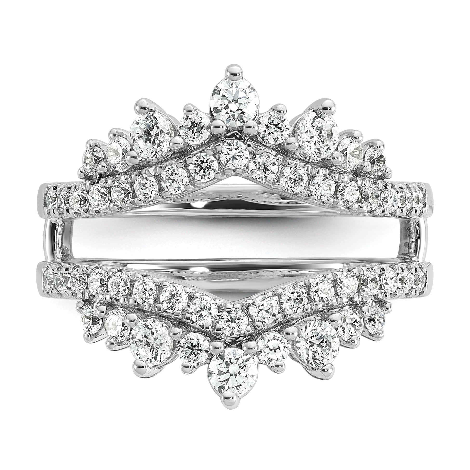 14k White Gold 1 carat Lab Grown Diamond VS/SI+ G+ Complete Double Row Ring Guard