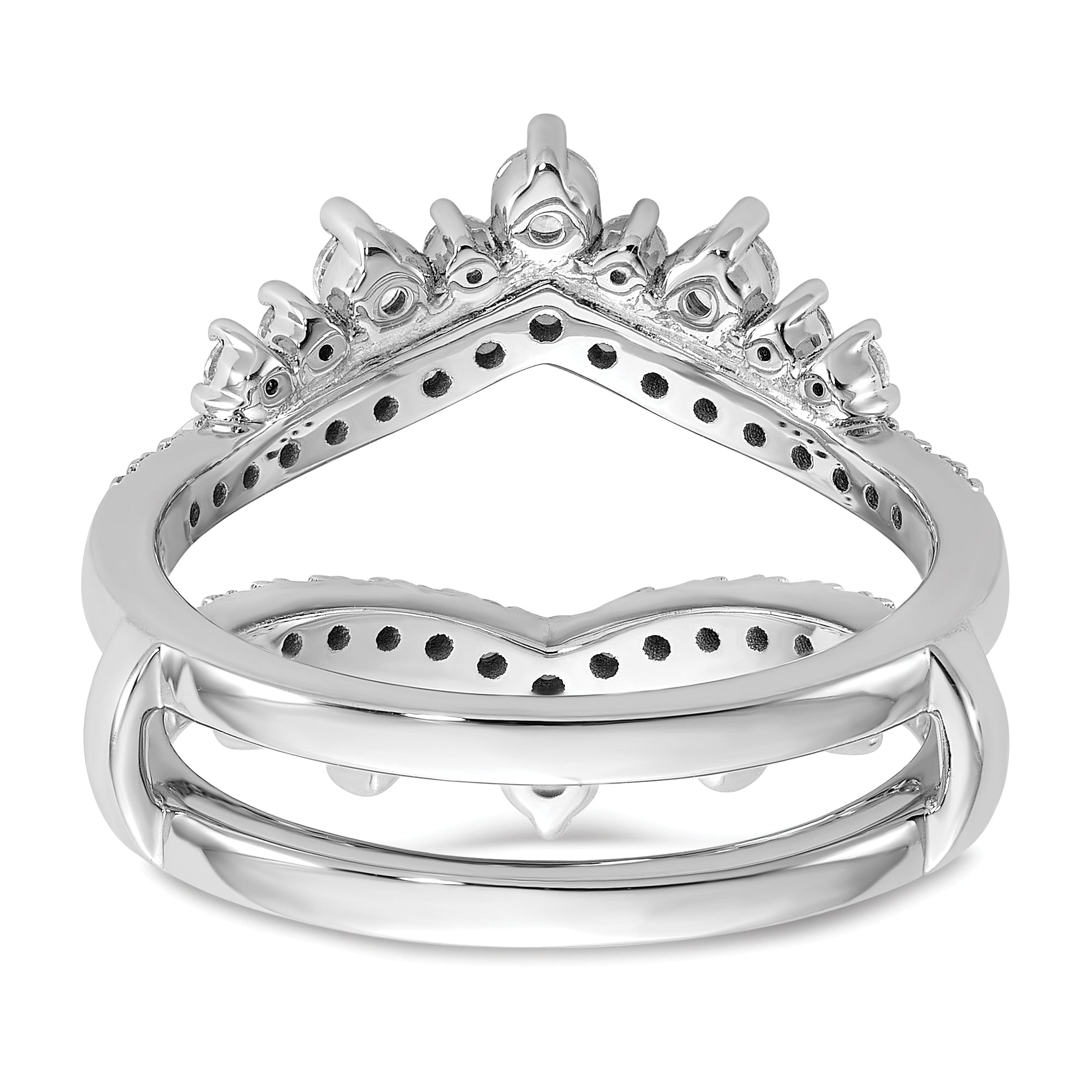 14k White Gold 1 carat Lab Grown Diamond VS/SI+ G+ Complete Double Row Ring Guard