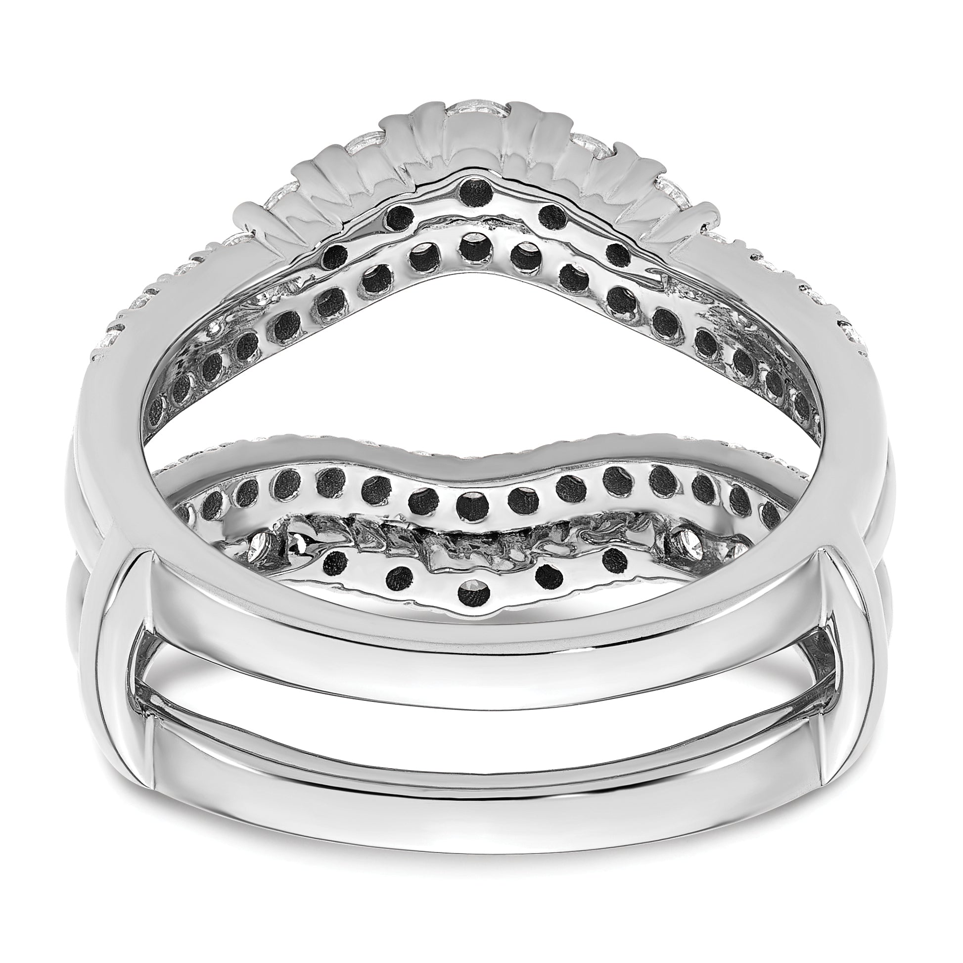 14k White Gold 1 1/4 carat Lab Grown Diamond VS/SI+ G+ Complete Double Row Ring Guard