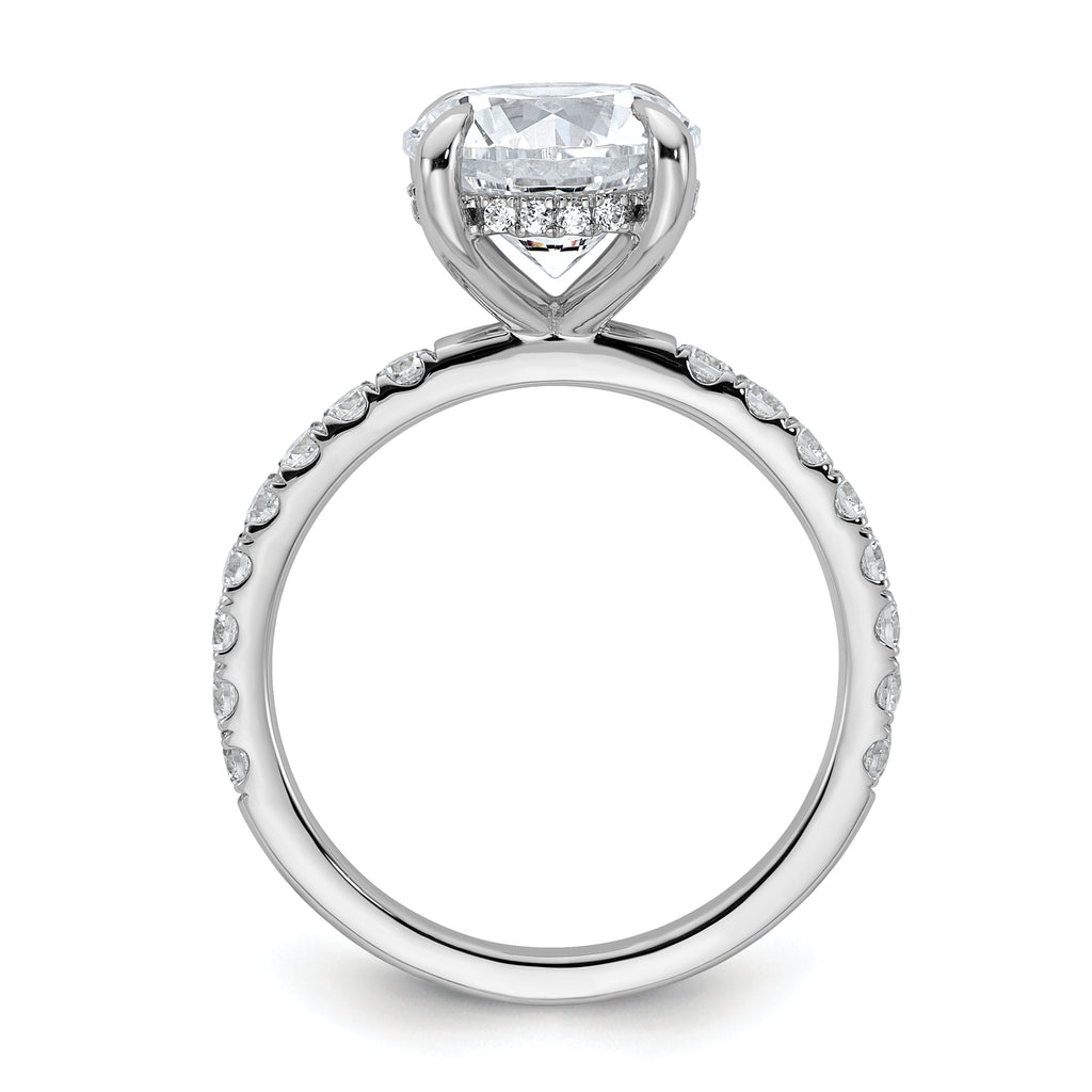 14k White Gold 3 1/2 carat Certified Lab Grown Diamond VS/SI+ G+ Round Complete Solitaire with Flair Engagement Ring