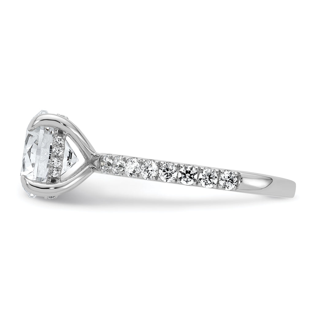 14k White Gold 3 1/2 carat Certified Lab Grown Diamond VS/SI+ G+ Round Complete Solitaire with Flair Engagement Ring