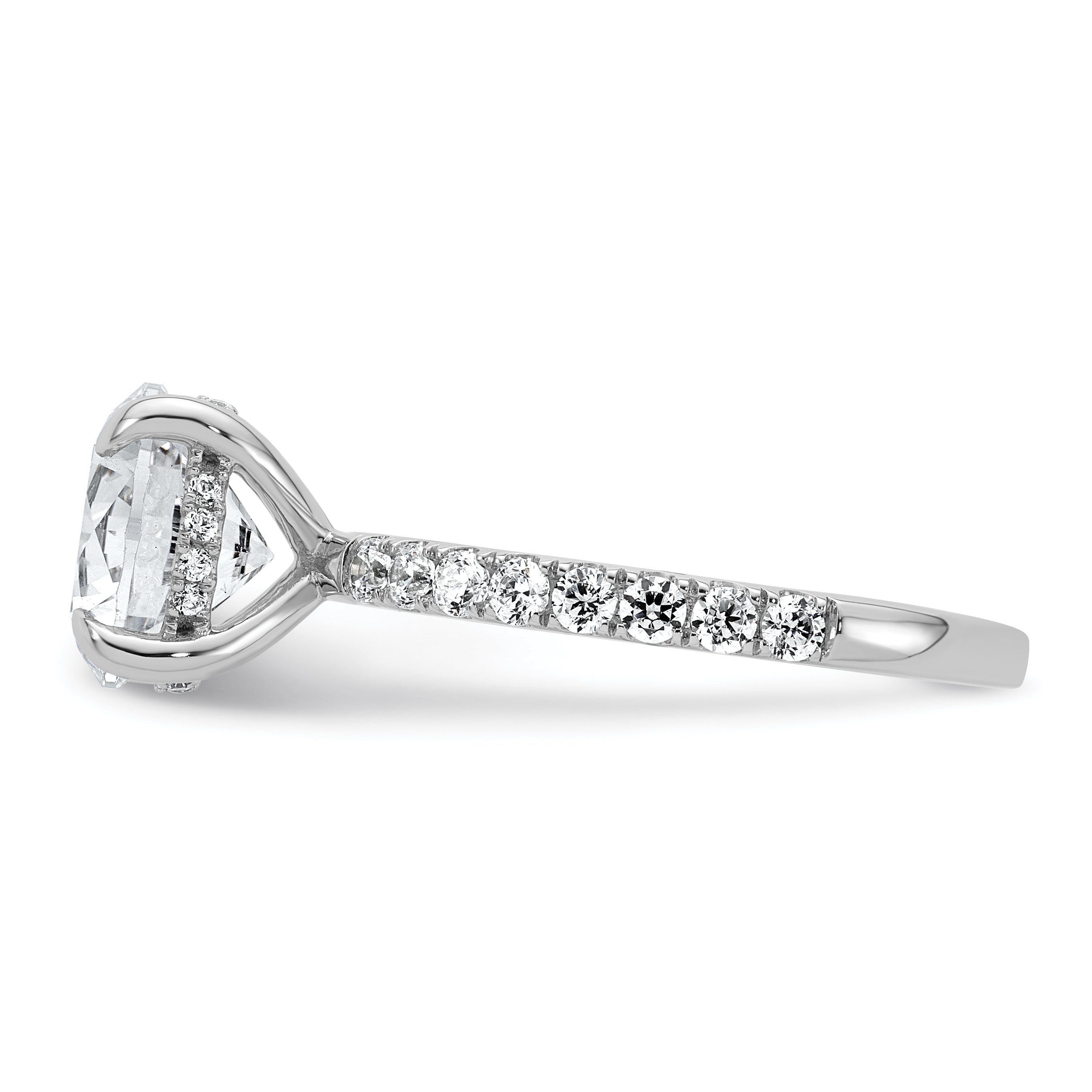 14k White Gold 3 1/2 carat Certified Lab Grown Diamond VS/SI+ G+ Round Complete Solitaire with Flair Engagement Ring