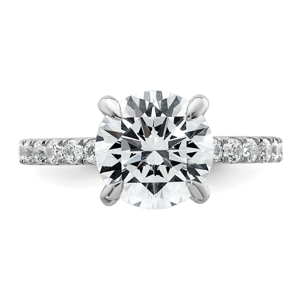 14k White Gold 3 1/2 carat Certified Lab Grown Diamond VS/SI+ G+ Round Complete Solitaire with Flair Engagement Ring
