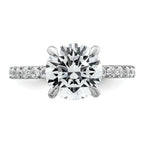 14k White Gold 3 1/2 carat Certified Lab Grown Diamond VS/SI+ G+ Round Complete Solitaire with Flair Engagement Ring