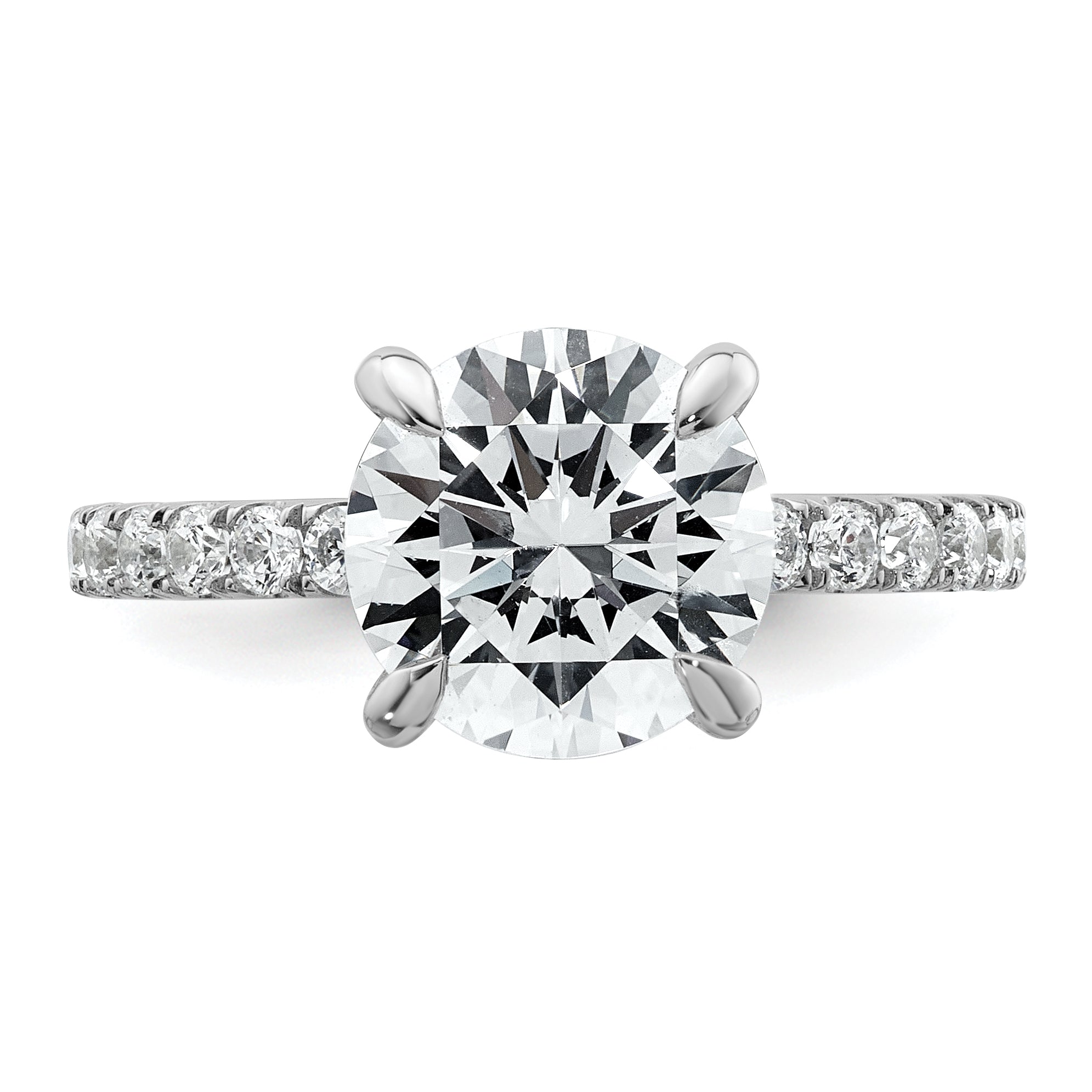 14k White Gold 3 1/2 carat Certified Lab Grown Diamond VS/SI+ G+ Round Complete Solitaire with Flair Engagement Ring
