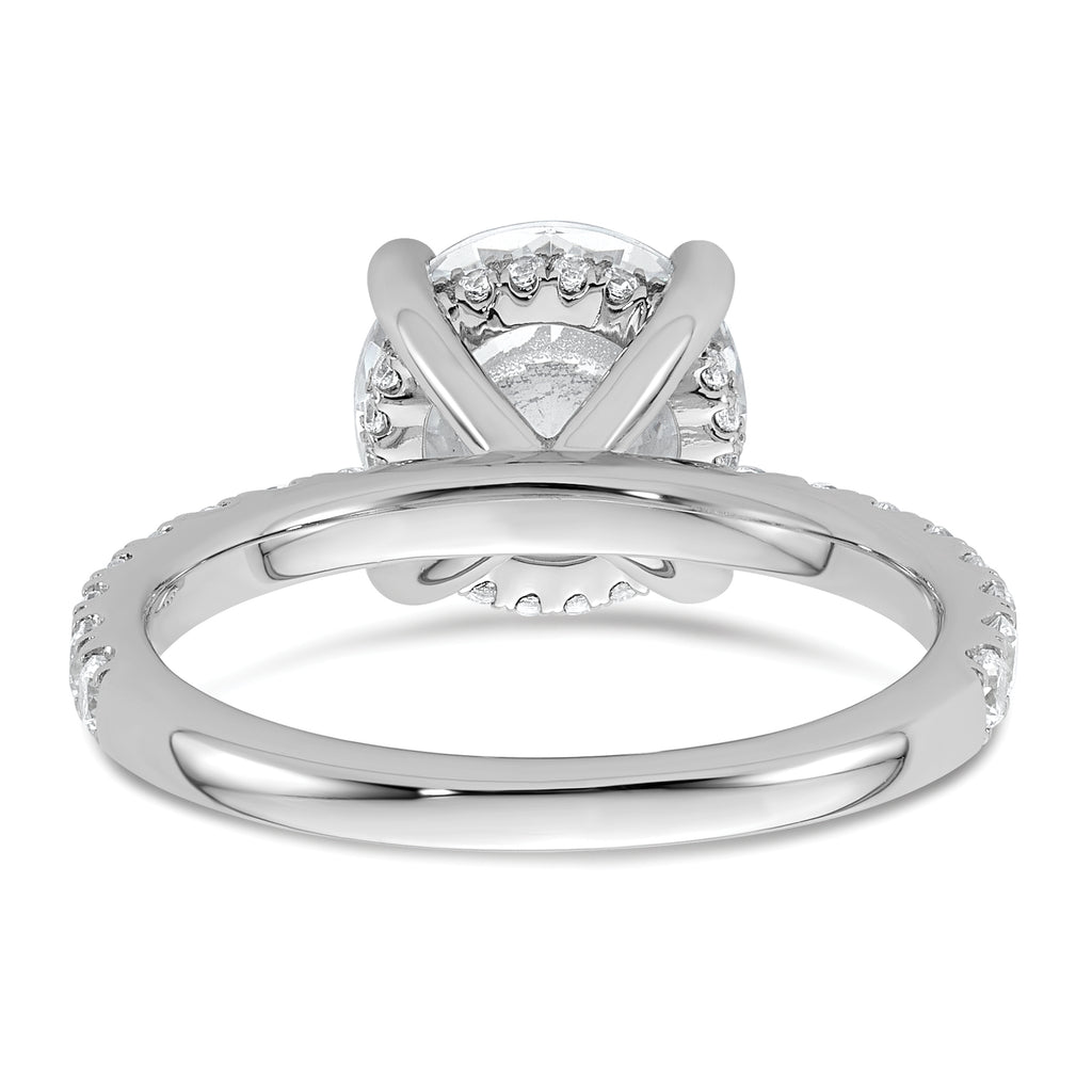 14k White Gold 3 1/2 carat Certified Lab Grown Diamond VS/SI+ G+ Round Complete Solitaire with Flair Engagement Ring
