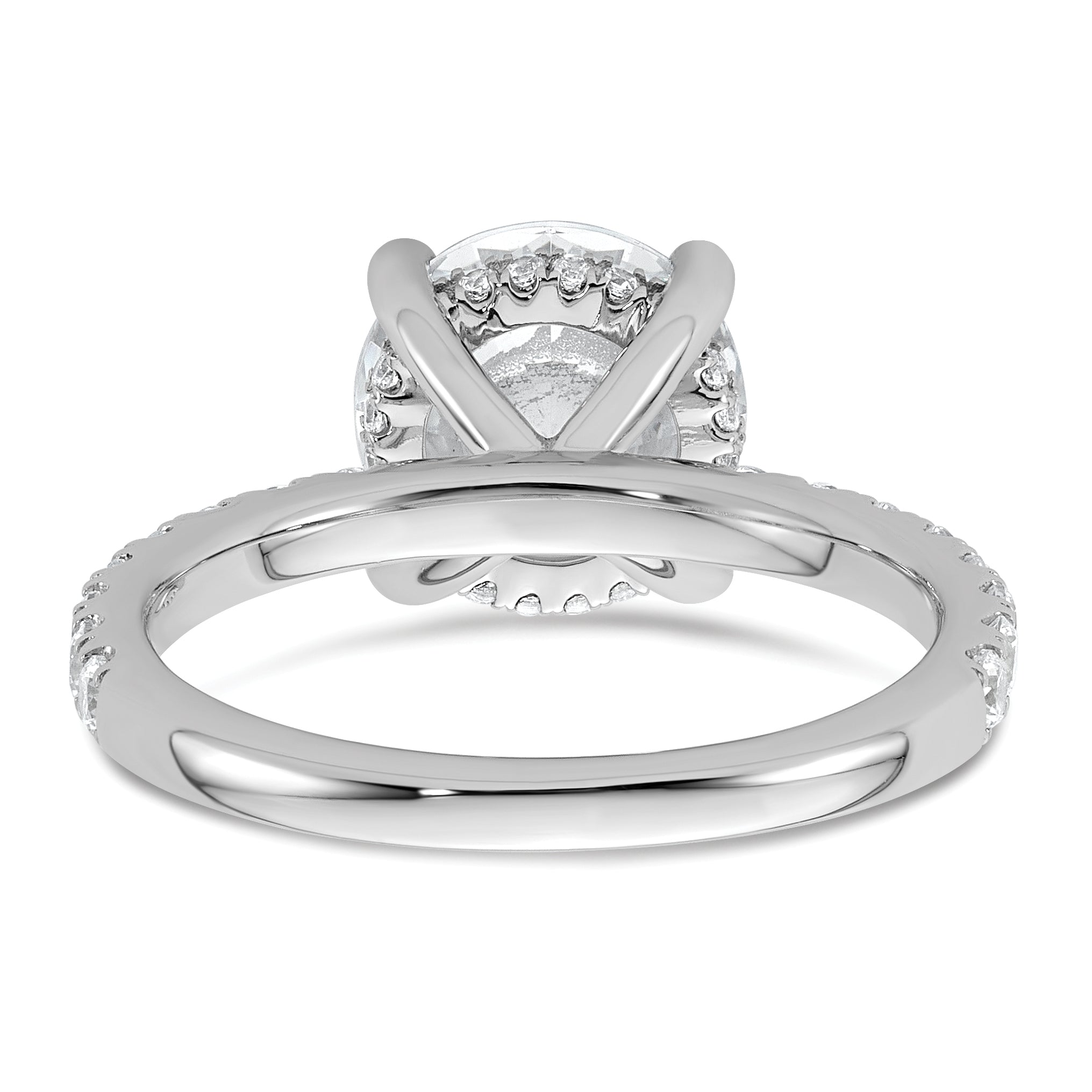 14k White Gold 3 1/2 carat Certified Lab Grown Diamond VS/SI+ G+ Round Complete Solitaire with Flair Engagement Ring