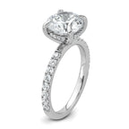 14k White Gold 3 1/2 carat Certified Lab Grown Diamond VS/SI+ G+ Round Complete Solitaire with Flair Engagement Ring