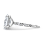 14k White Gold 3 1/2 carat Certified Lab Grown Diamond VS/SI+ G+ Oval Complete Solitaire with Flair Engagement Ring