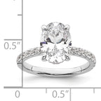 14k White Gold 3 1/2 carat Certified Lab Grown Diamond VS+ F+ Oval Complete Solitaire with Flair Engagement Ring