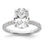 14k White Gold 3 1/2 carat Certified Lab Grown Diamond VS+ F+ Oval Complete Solitaire with Flair Engagement Ring