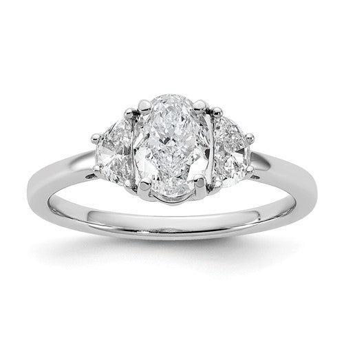 Oval Half Moon Lab-Grown Diamond Engagement Ring in 14K White Gold (1 3/8 ct. tw., VS/SI+ G+), Size 7 - Sophia Jewelers Main image