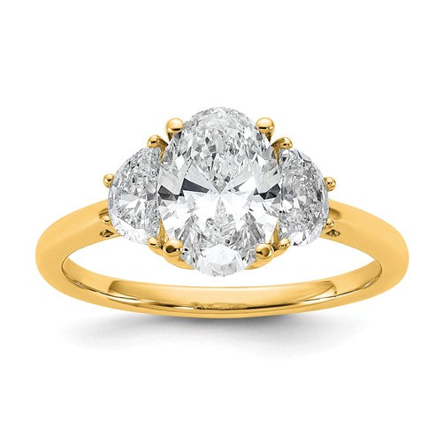 Oval Lab-Grown Diamond Half Moon Three-Stone Engagement Ring in 14K Yellow Gold (2 ct. tw.), Size 7 - Sophia Jewelers