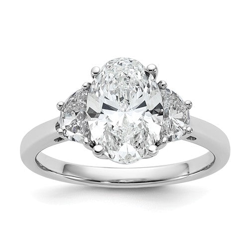 Oval Lab-Grown Half Moon Engagement Ring in 14K White Gold (2 1/2 ct. tw., VS+ F+), Size 7 - Sophia Jewelers Main image
