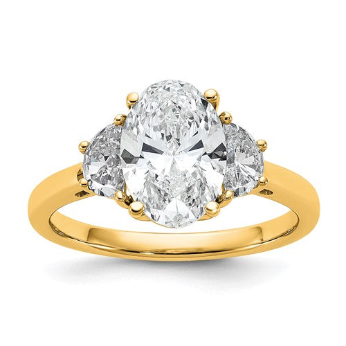 Oval Half Moon Lab-Grown Diamond Three-Stone Ring in 14K Yellow Gold (2 1/2 ct. tw.), Size 7 - Sophia Jewelers