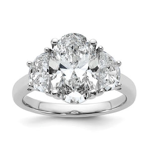 Oval & Half Moon Lab-Grown Diamond Three Stone Ring in 14K White Gold (4 ct. tw.), Size 7 - Sophia Jewelers