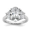 Oval & Half Moon Lab-Grown Diamond Three Stone Ring in 14K White Gold (4 ct. tw.), Size 7 - Sophia Jewelers