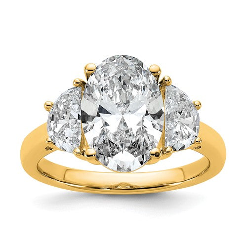 Oval Half Moon Lab-Grown Diamond Three-Stone Ring in 14K Yellow Gold (4 ct. tw.), Size 7 - Sophia Jewelers