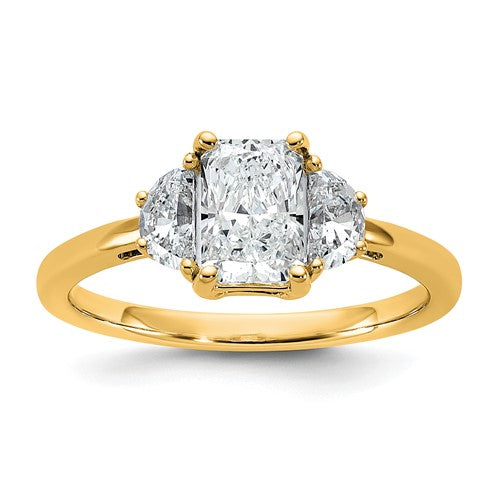 Radiant Half Moon Lab-Grown Diamond Three-Stone Ring in 14K Yellow Gold (1 3/8 ct. tw.), Size 7 - Sophia Jewelers