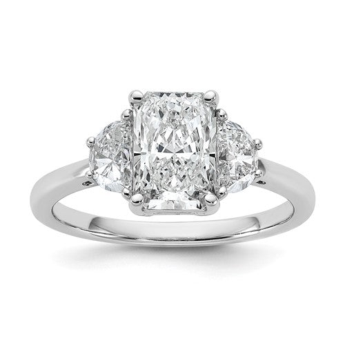 Radiant Lab-Grown Half Moon Three-Stone Engagement Ring in 14K White Gold (2 ct. tw.), Size 7 - Sophia Jewelers