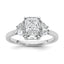 Radiant Lab-Grown Half Moon Three-Stone Engagement Ring in 14K White Gold (2 ct. tw.), Size 7 - Sophia Jewelers